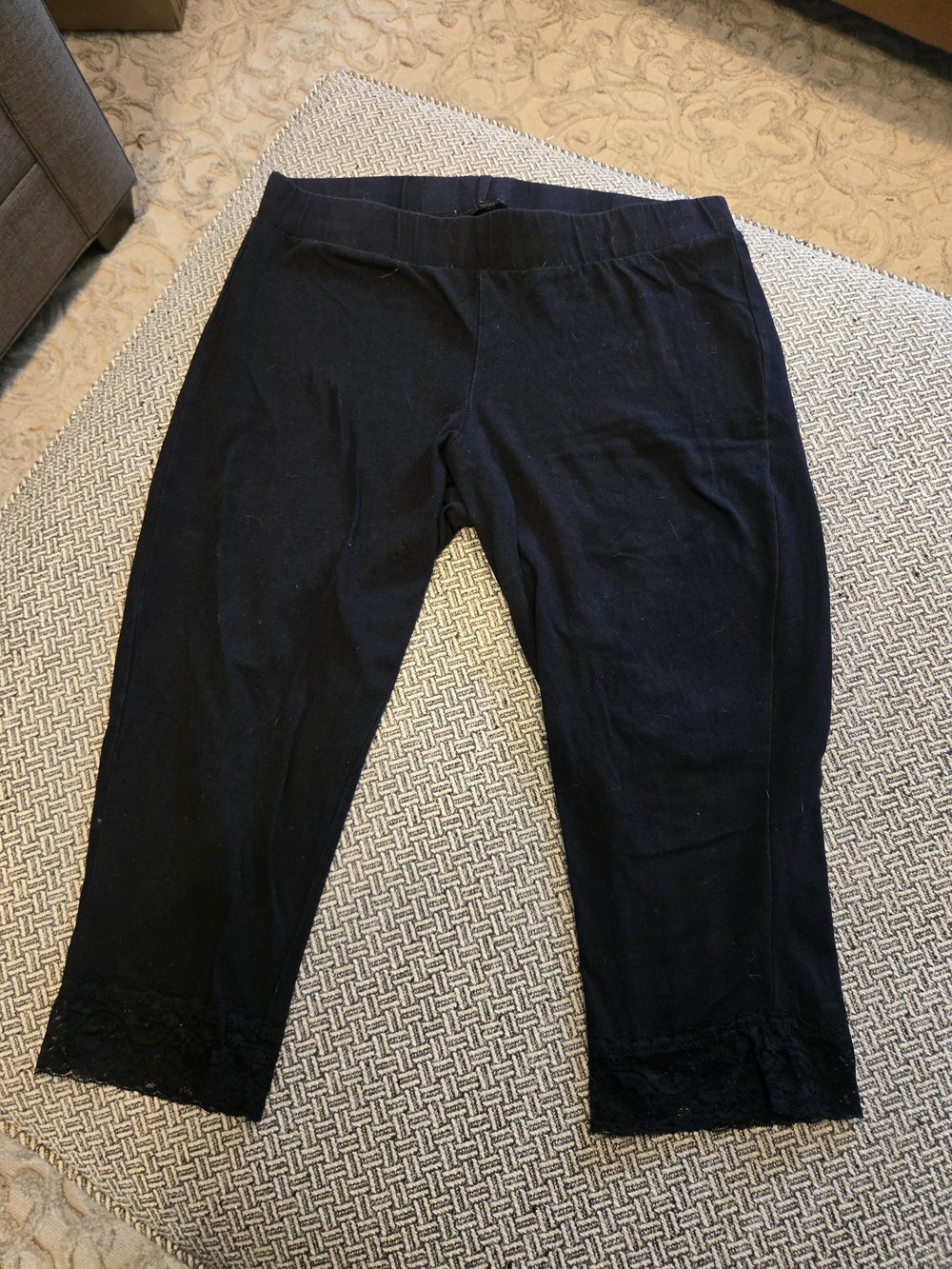 torrid Black Cropped Leggings with Lace Hem